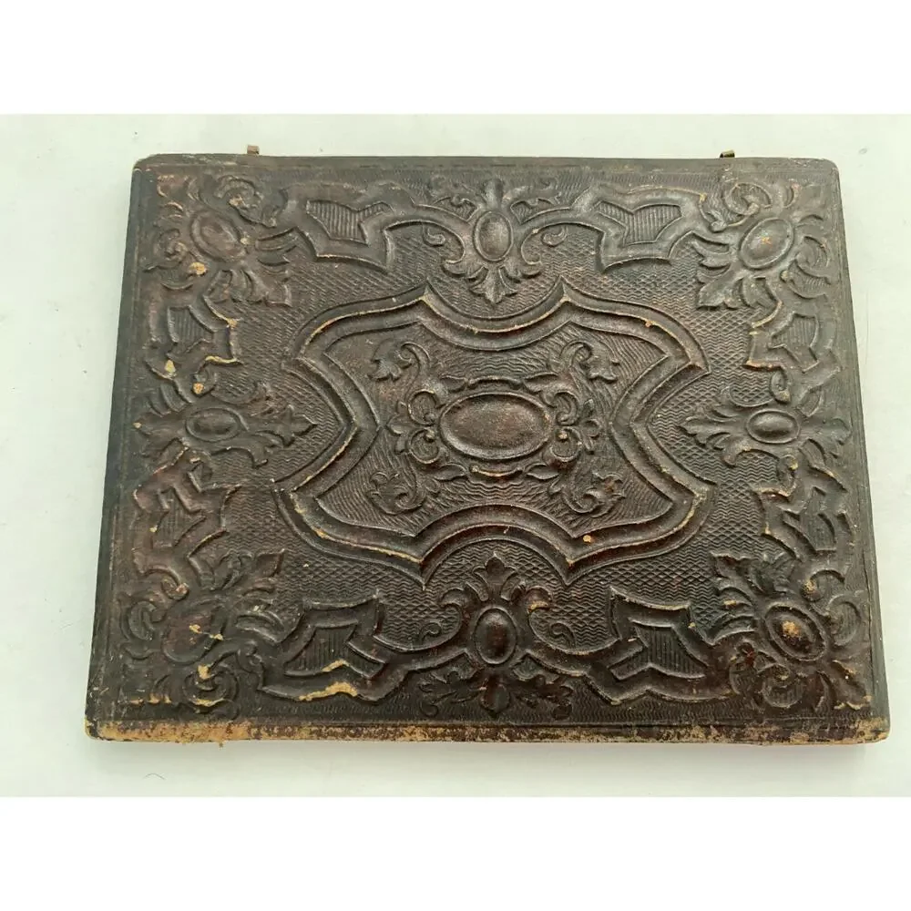 Vtg Antique Victorian Padded Daguerreotype Cabinet Photo Picture Cases Lids Tops